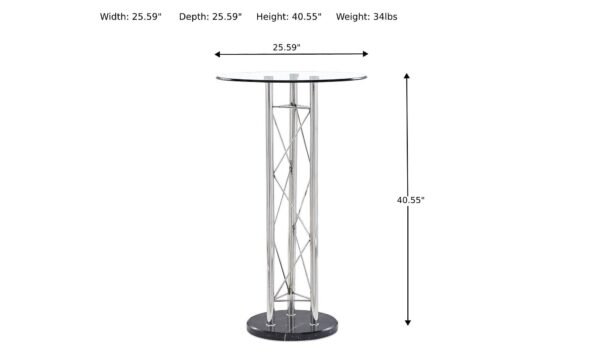 Global Furniture Crocus Bar Table with Round Glass Top - Image 3