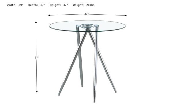 Global Furniture Geela Bar Table with Round Clear Glass Top - Image 3