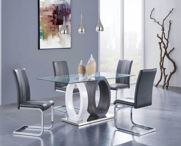 Global Furniture Gergo Rectangle Glass Top Dining Table - Image 6
