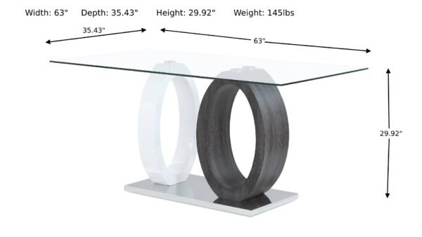 Global Furniture Gergo Rectangle Glass Top Dining Table - Image 7