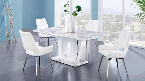 Global Furniture Gosta Rectangle Dining Table with Marble Laminate Top - Image 4