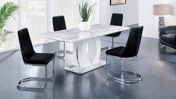 Global Furniture Gosta Rectangle Dining Table with Marble Laminate Top - Image 5