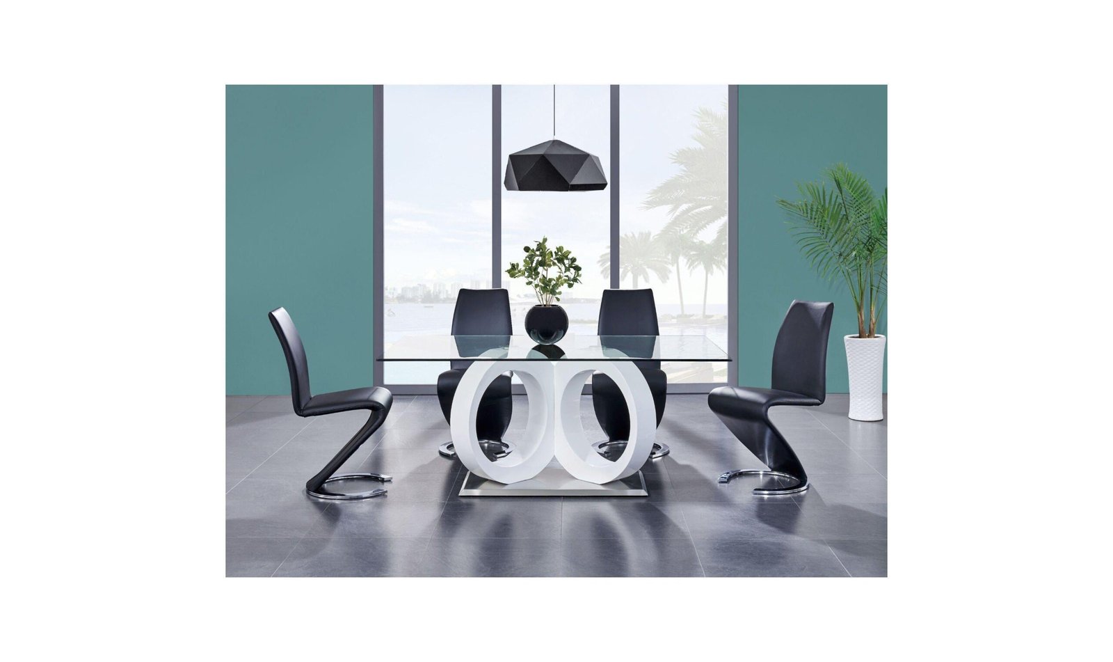 Global Furniture Gottlieb Contemporary Glass Top Dining Table in White - Image 3