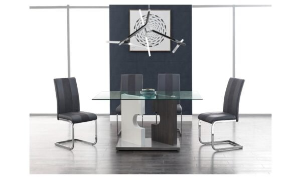 Global Furniture Lieto Rectangle Dining Table Glass Top - Image 4