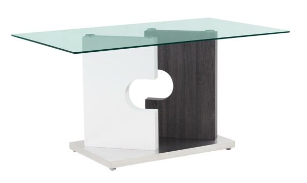 Global Furniture Lieto Rectangle Dining Table Glass Top - Image 5