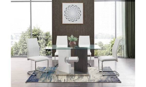 Global Furniture Lieto Rectangle Dining Table Glass Top - Image 2