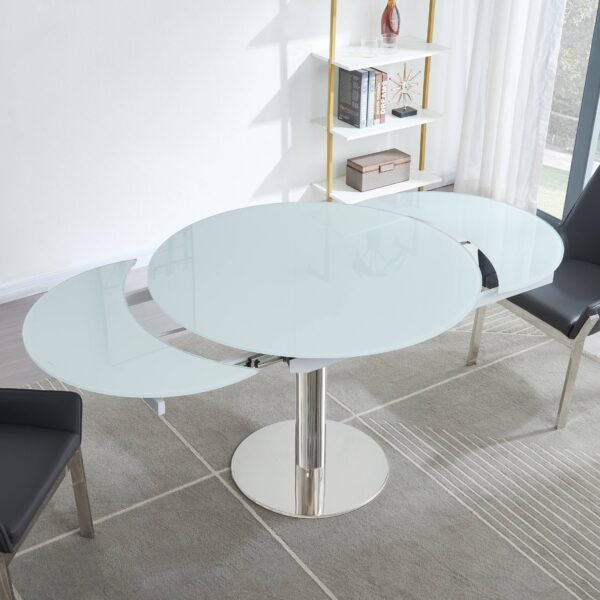 Jennifer Italia Parametre Extendable Round Dining Table in White - Image 11