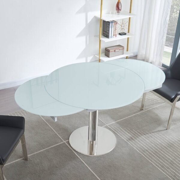 Jennifer Italia Parametre Extendable Round Dining Table in White - Image 12
