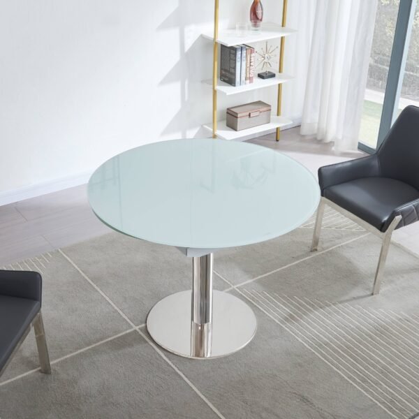 Jennifer Italia Parametre Extendable Round Dining Table in White - Image 13