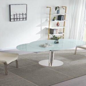 Jennifer Italia Parametre Extendable Round Dining Table in White