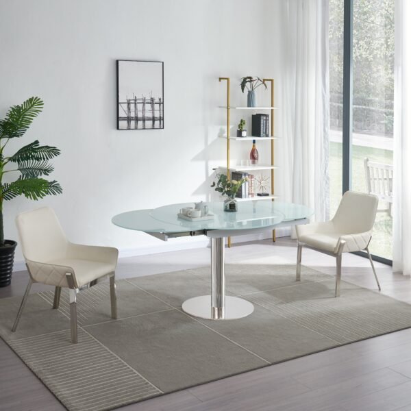 Jennifer Italia Parametre Extendable Round Dining Table in White - Image 5