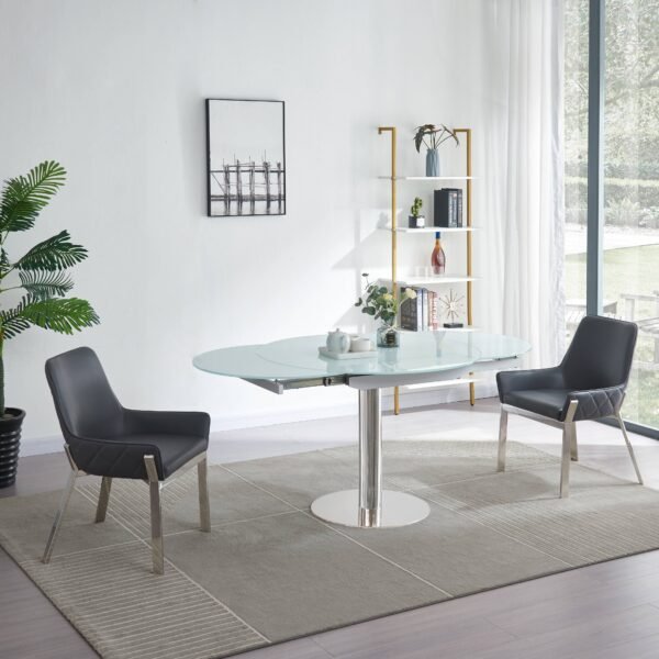 Jennifer Italia Parametre Extendable Round Dining Table in White - Image 6