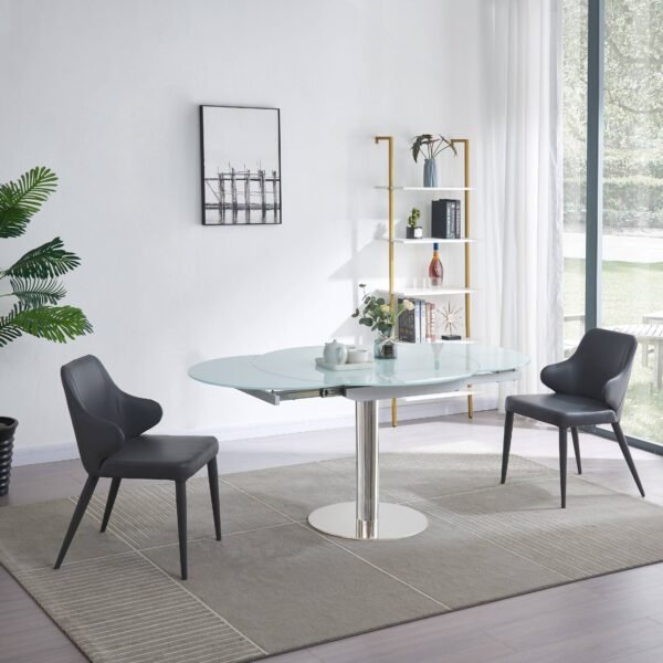 Jennifer Italia Parametre Extendable Round Dining Table in White - Image 7