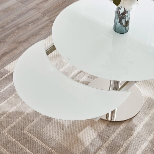 Jennifer Italia Parametre Extendable Round Dining Table in White - Image 8