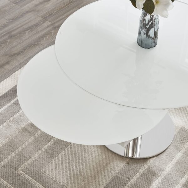 Jennifer Italia Parametre Extendable Round Dining Table in White - Image 9