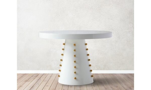 Meridian Furniture Scarpa Round White Lacquer Dining Table