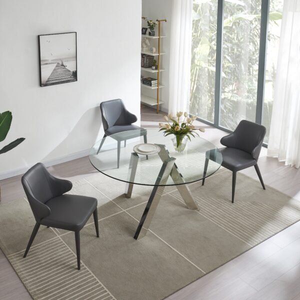 Jennifer Italia Winch Round Table with Glass Top - Image 7