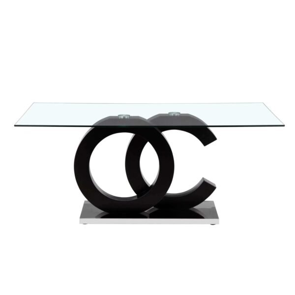 Global Furniture Volutes Matte Black Rectangle Dining Table with Glass Top - Image 5