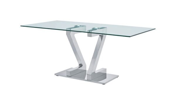 ESF Furniture ZZ Rectangular White Dining Table with Glass Top - Image 2