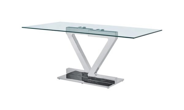 ESF Furniture ZZ Rectangular White Dining Table with Glass Top - Image 4