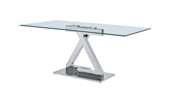 ESF Furniture ZZ Rectangular White Dining Table with Glass Top - Image 5