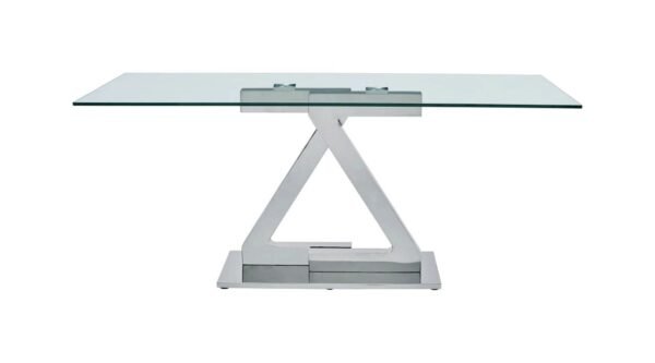 ESF Furniture ZZ Rectangular White Dining Table with Glass Top - Image 6