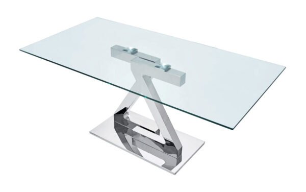ESF Furniture ZZ Rectangular White Dining Table with Glass Top - Image 9